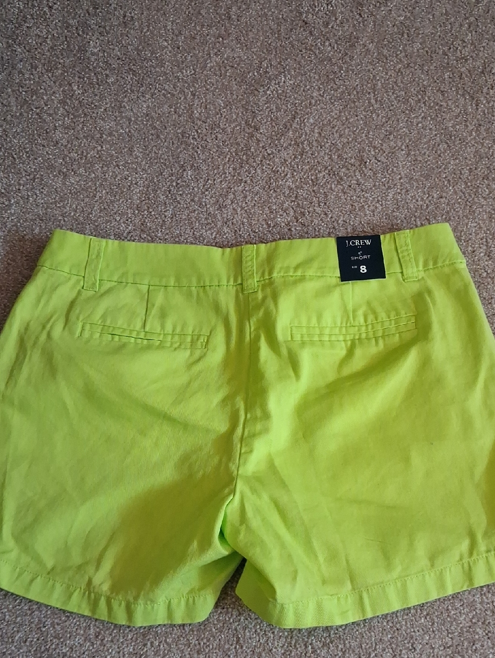 NWT J. Crew Neon Lime Chino Shorts. Bold, Trendy 8 - Picture 3 of 6